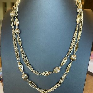 Vintage Long Length 48” Gold Tone Multi Chain Necklace 1960’s or 1970’s Unisgned